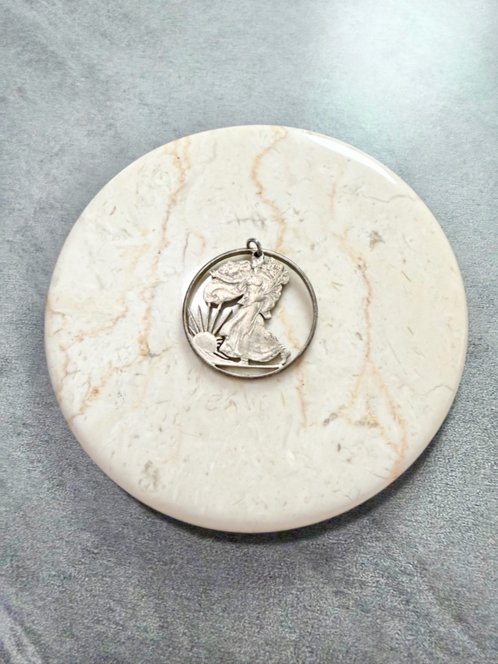 Vintage U.S Silver Walking Liberty Coin Pendant Half Dollar Charm
